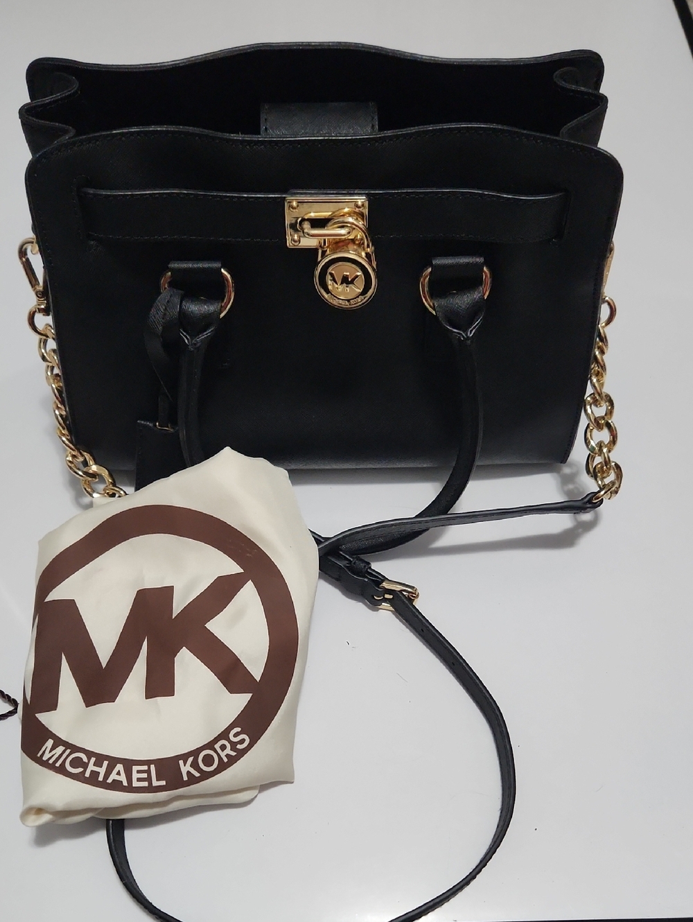 Michael Kors Hamilton Satchel with Gold Chain Accents